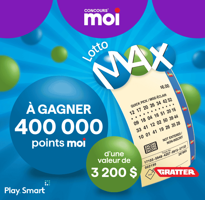 Concours Moi. Concours OLG. À gagner 400 000 points Moi d'une valeur de 3 200 $.