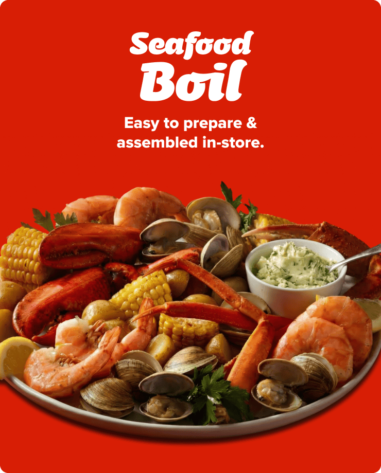 Seafood Boil. Easy to prepare and assembled in-store.