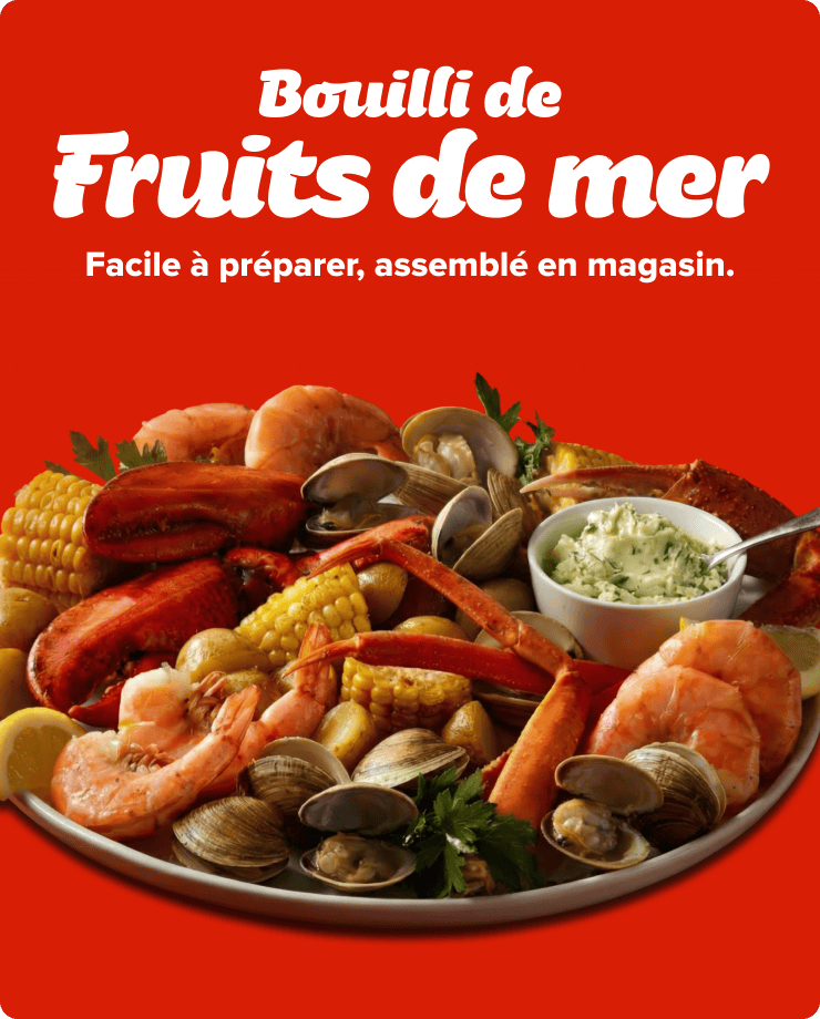 Bouilli de fruits de mer. Facile à préparer, assemblé en magasin.
