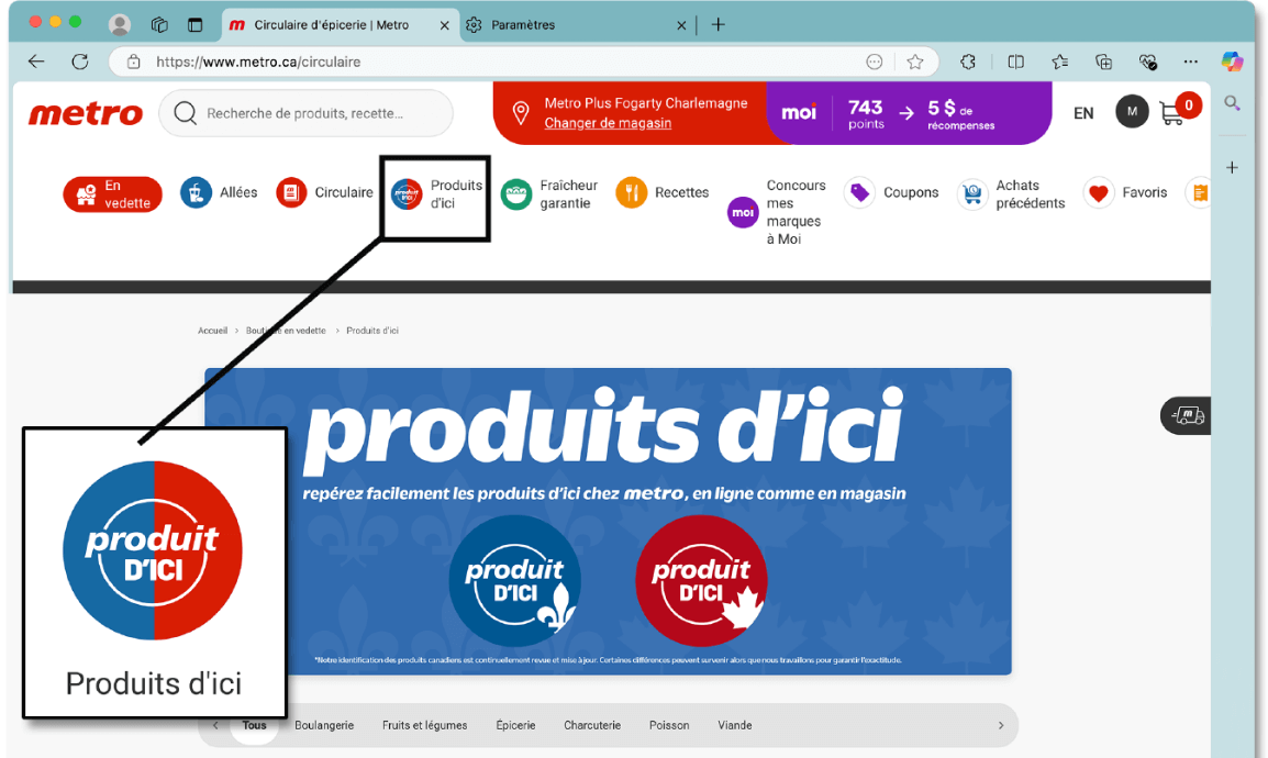 Online: Find all the products from here on metro.ca image