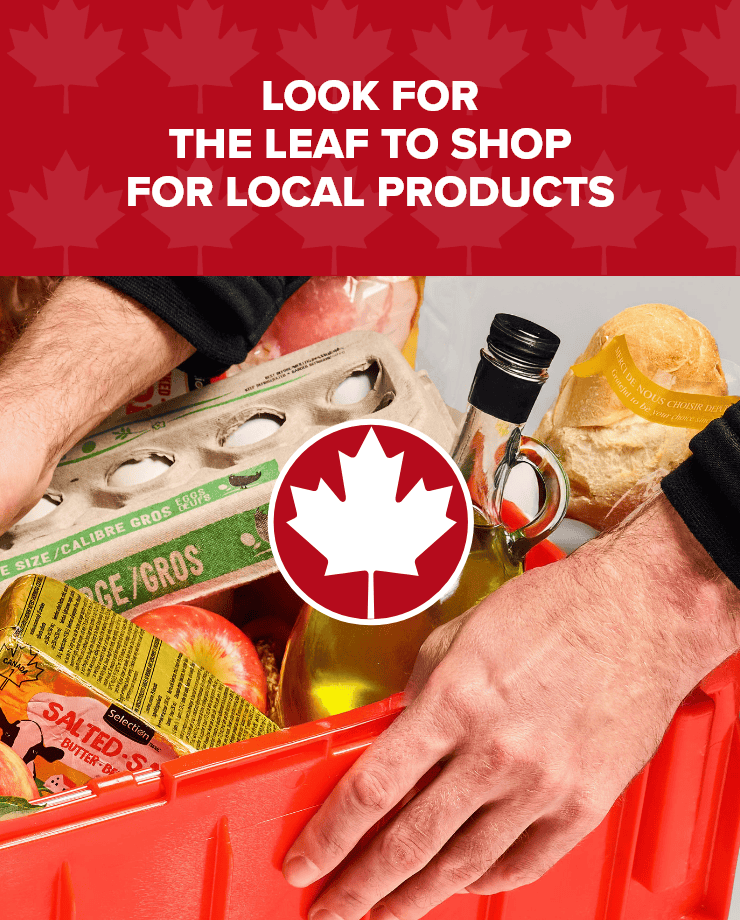 Look for the leaf to shop for local products