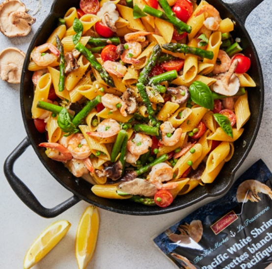 One Pot Shrimp & Mushroom Pasta Primavera