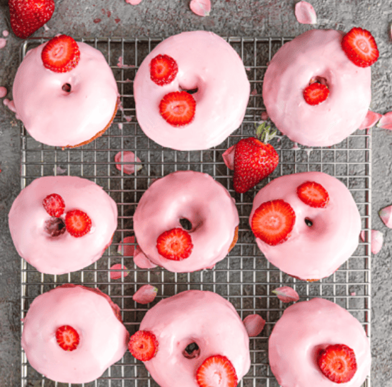 Yeast Free Strawberry Glazed Donuts