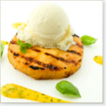 Golden Pineapple with Vanilla, Coffee and Almond Ice-Cream