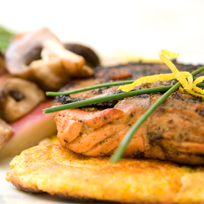 Salmon Steaks with Curry Mushroom Sauce