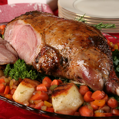 Mint-Crusted Leg of Lamb