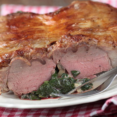 Leg of Lamb with Spinach Stuffing