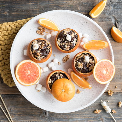 Grilled Brownie in an Orange Shells Grilled Brownie in an Orange Shell