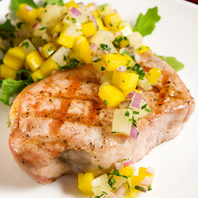 Sesame Pork Medalions with Mango Salsa