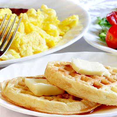 Scrambled Eggs with Maple Waffles