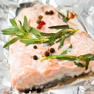 Salmon-potato-zucchini Packets