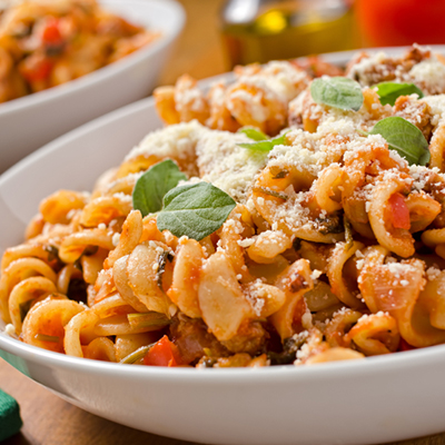 Crispy Pasta with Bean Dip