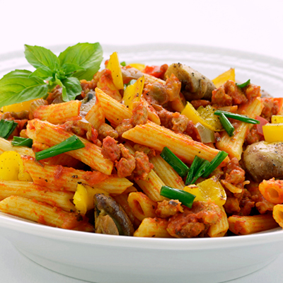 Penne and Green Beans with Pumpkin and Oyster Mushroom Sauce