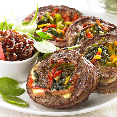 Beef Rolls and Apple-red-onion Confit