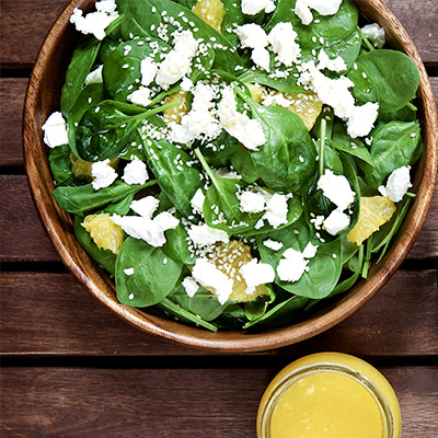 Spinach Salad with Orange Quarters and Gruyère