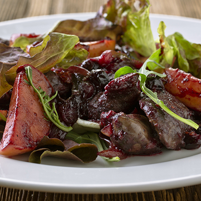 Warm Chicken Liver Salad with Raspberry Vinegar