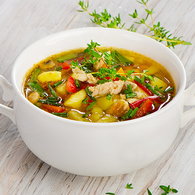Vegetable Soup with ham and turkey