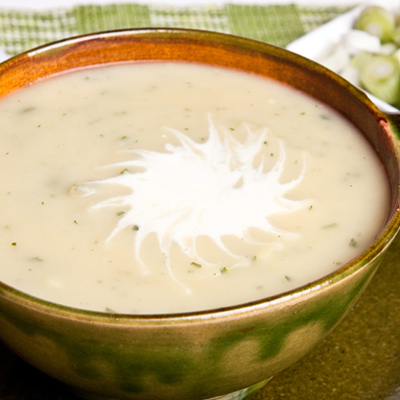 Soupe aux poireaux et au camembert