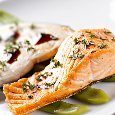 Salmon and Halibut Braids with White Butter
