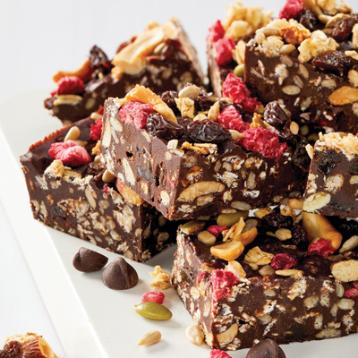 Chocolate Trail Mix Fudge Bars