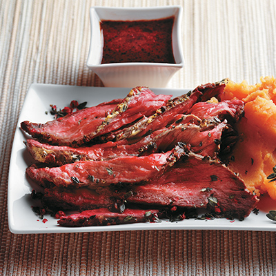 Beef Flank with Thyme and Pink Peppercorns