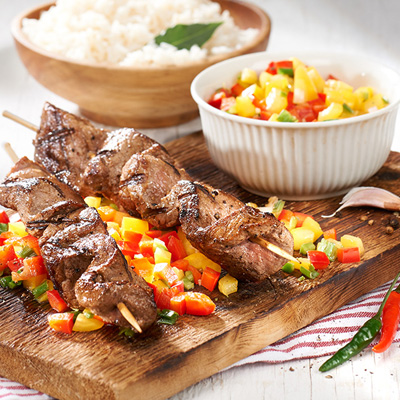 Biftecks de haut de surlonge grillés et sa salsa de poivrons