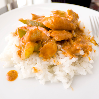 White stock (poultry) with coconut milk and ginger