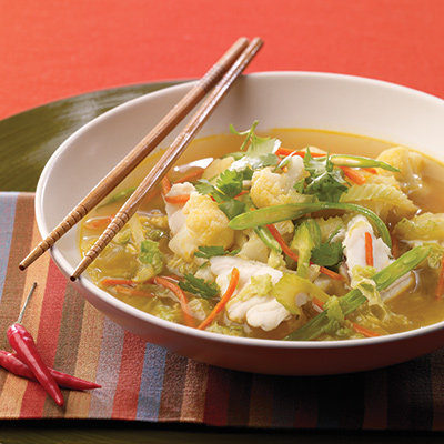 Asian Cauliflower and Monkfish Soup 
