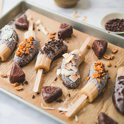 Bouchées de bananes glacées au chocolat