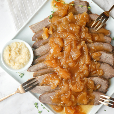 Roasted Apple and Onion Brisket