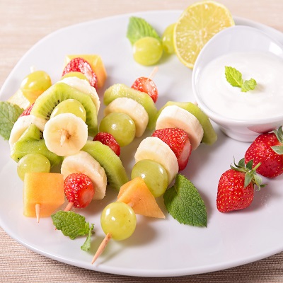 Fruit Brochette with Creamy Orange Dip