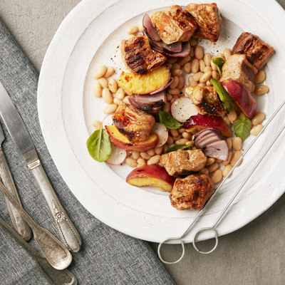 Spicy Pork Kebabs with Nectarines