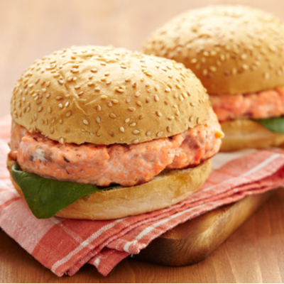 Salmon burgers with oyster mushrooms