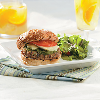 Quebec Milk-Fed Veal Burger with Pesto and Brie