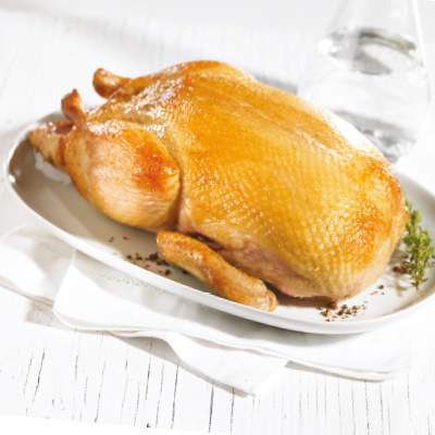 Canard du Lac Brome rôti avec poires caramélisées