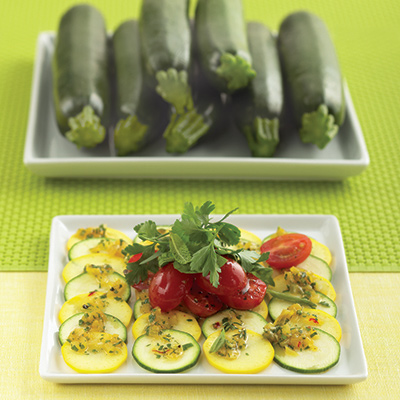 Summer Squash Carpaccio with Cherry Tomatoes