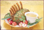 Braised Rack of Pork vegetables and cream sauce