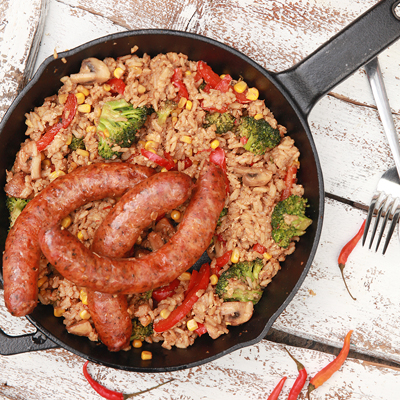 Sausage Fried Rice Casserole for Oktoberfest