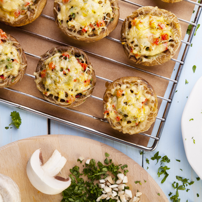 Cheese-Apple Stuffed Mushrooms