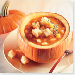 Pumpkin-White Bean Chowder with Garlic Croutons