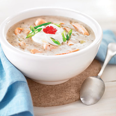 Chaudrée de saumon fumé à chaud à l’érable et chipotle