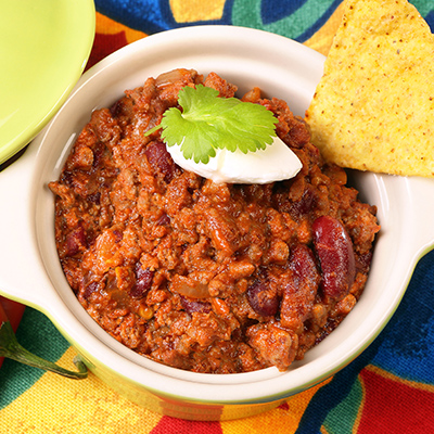 Chili Con Carne with Herbed Lime Greek Yogurt