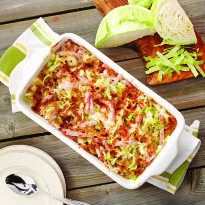 Creamy Cabbage & Ham Alfredo