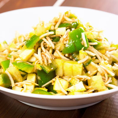 Maple-glazed kohlrabi and chayote
