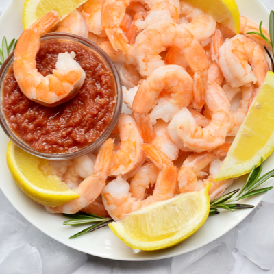 Diced Vegetables Topped with Shrimp
