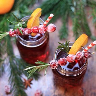 Red, green and gold alcohol-free cocktail