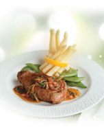 Candied-lemon strip loin veal steak