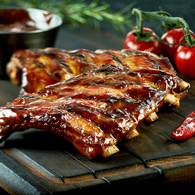 Côtes levées grillées, glaçage barbecue