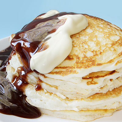Stuffed Pancakes with Vanilla Ice-Cream and Chocolate Sauce