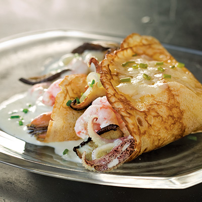 Seafood Crêpes with Le Cru du Clocher